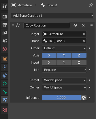 Copy rotation constraint