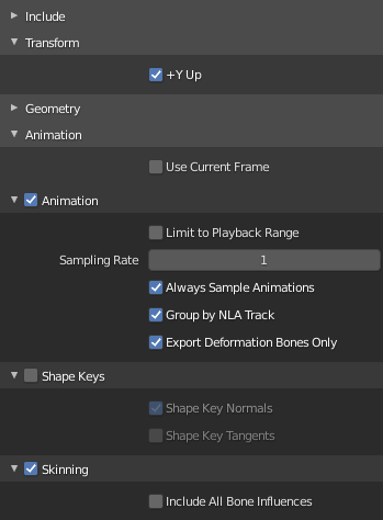 GLB export settings