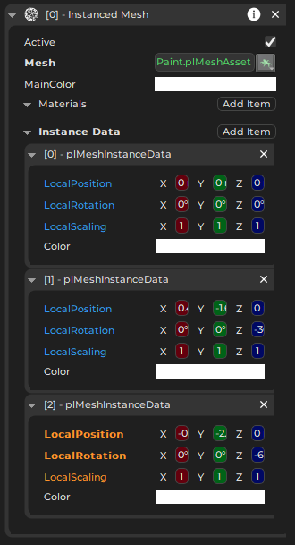 Instanced Mesh Properties