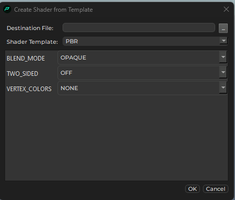 Shader template editor